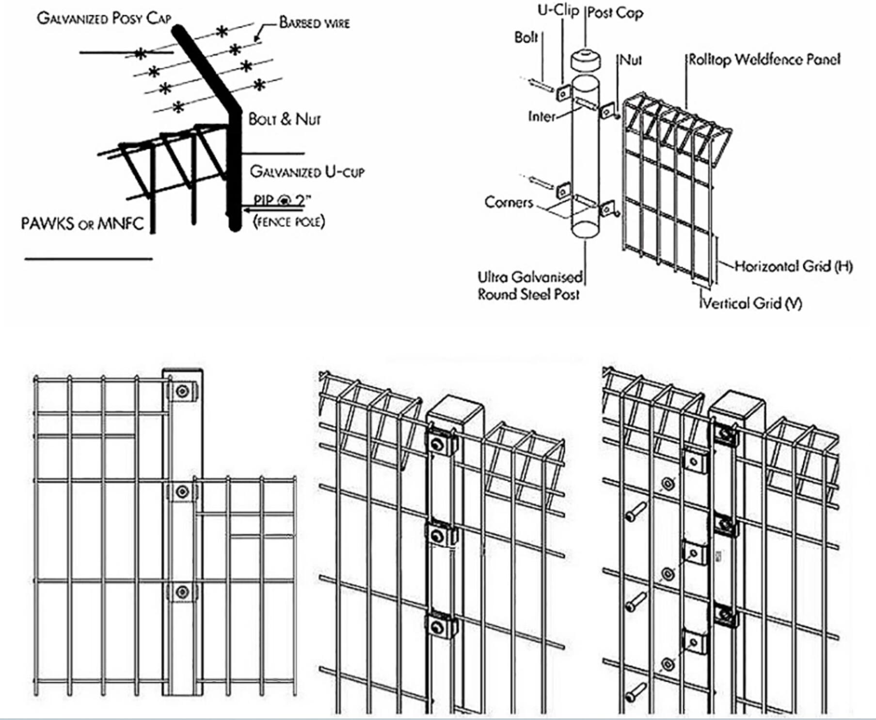 Roll top fence panel drawing