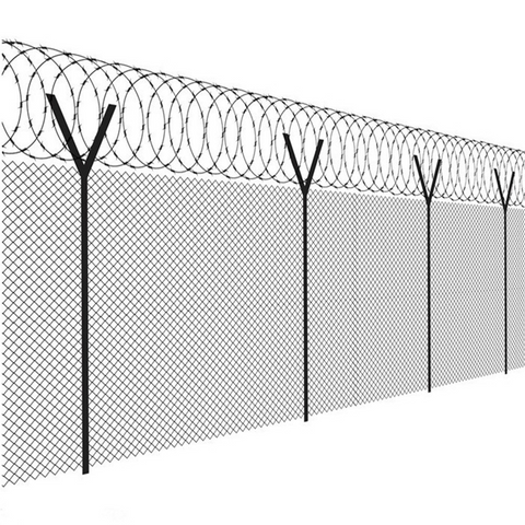 PVC Coated Chain Link Fence with Razor Wire for Border