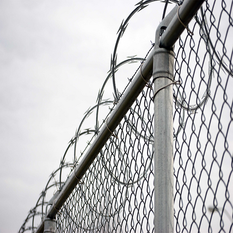 PVC Coated Chain Link Fence with Razor Wire for Border